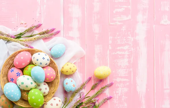 Картинка цветы, яйца, Пасха, happy, flowers, eggs, easter, decoration