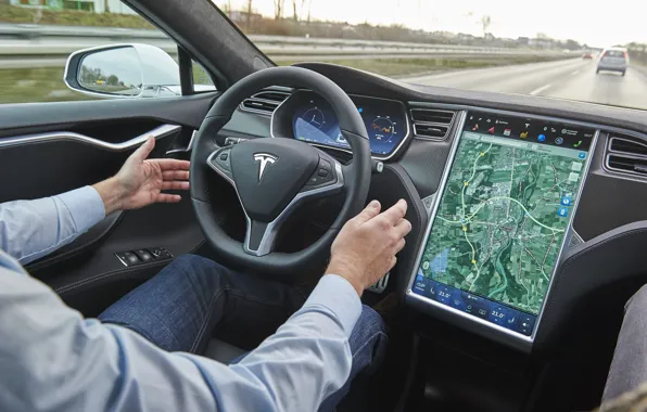 Картинка Tesla, Model S, autonomous driving, electric vehicle