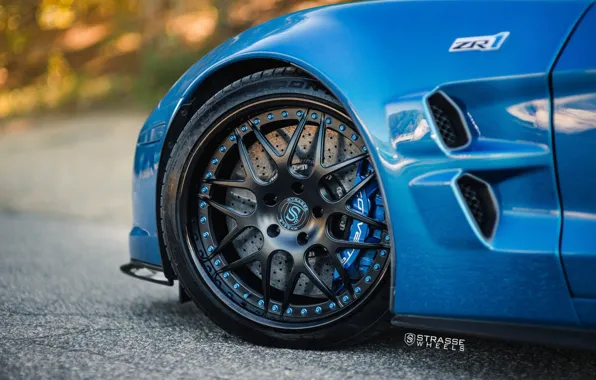 Картинка ZR1, Car, Blue, Wheel, Strasse Wheels, Rim, Disk