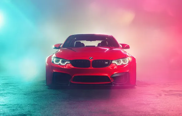 Картинка Красный, Авто, Дым, BMW, Машина, Car, Автомобиль, Render, BMW M3, Рендеринг, Передок, Красный цвет, Transport …