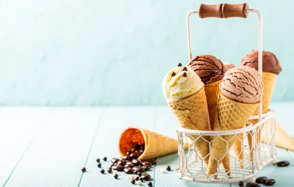 Картинка мороженое, корзинка, шоколадное, вафельный рожок, Iryna Melnyk