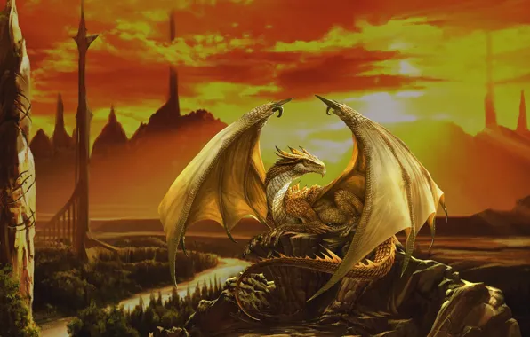 Картинка фентези, дракон, арт, Godfrey Escota, Pyrox