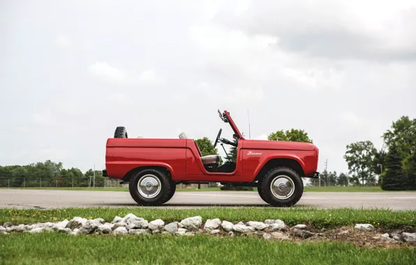 Картинка красный, Roadster, Ford, вид сбоку, 1966, Bronco
