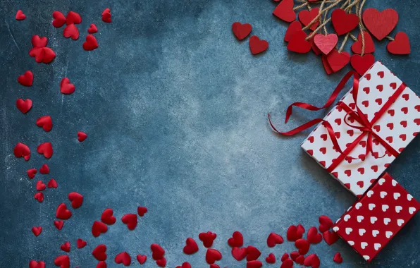 Картинка любовь, подарки, сердечки, red, love, romantic, hearts, valentine's day, День Валентина, gift box