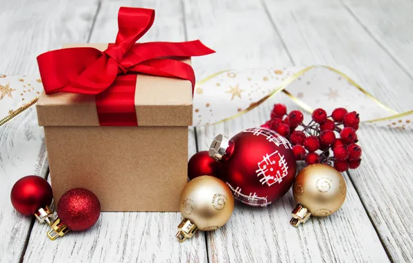 Картинка украшения, подарок, шары, Новый Год, Рождество, christmas, balls, merry, decoration, gift box