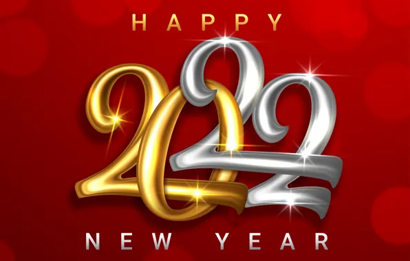 Картинка золото, цифры, Новый год, golden, new year, happy, decoration, sparkling, 2022
