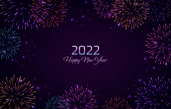 Картинка фон, салют, цифры, Новый год, лиловый, new year, happy, fireworks, purple, decoration, figures, sparkling, 2022