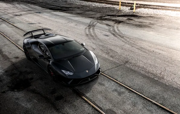 Картинка Lamborghini, Black, Coupe, VAG, Performante, Huracan, Sight