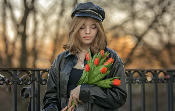 Картинка девушка, цветы, Julia