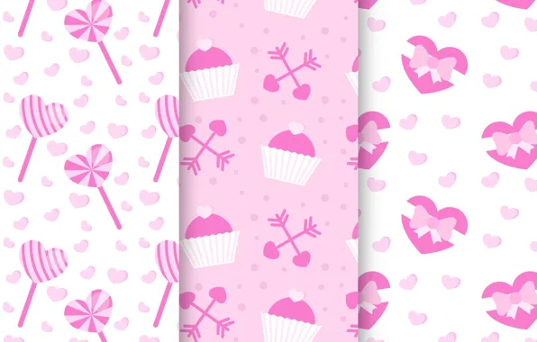 Картинка фон, розовый, Pink, конфеты, десерт, pattern, кексы
