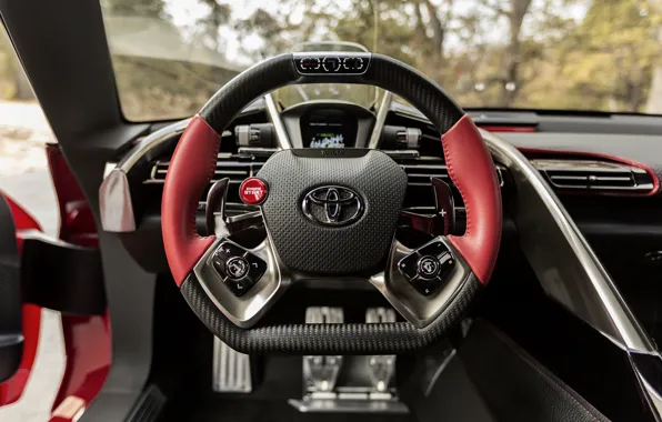 Картинка красный, купе, руль, Toyota, салон, 2014, FT-1 Concept