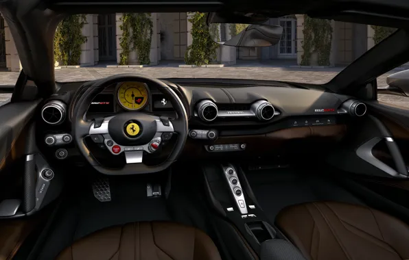 Картинка руль, Ferrari, салон, GTS, 812, 2019