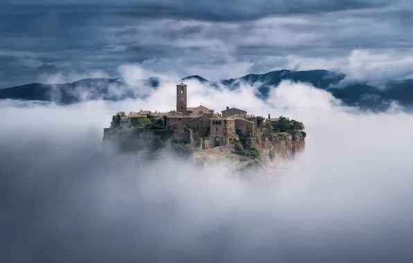 Картинка облака, Италия, крепость, Italy, fortress, clouds, Andrea Zappia