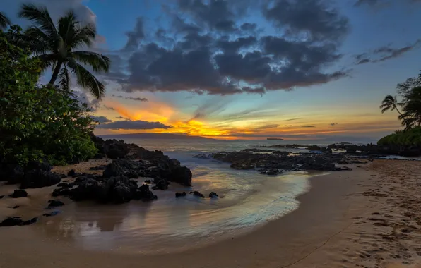 Картинка закат, Гавайи, зарево, США