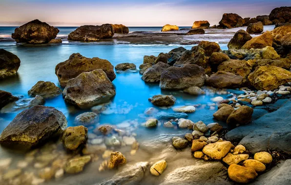 Картинка море, камни, побережье, Мальта