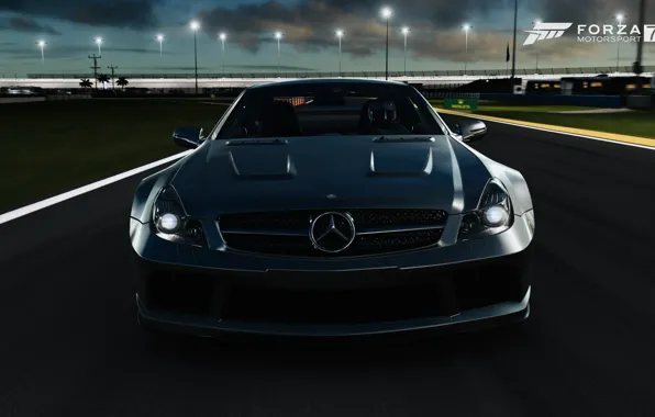 Картинка HDR, Mercedes, Benz, Clouds, Sky, Front, AMG, Lights, Game, Black Series, FM7, UHD, Forza Motorsport …