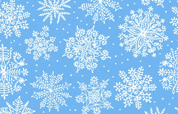 Картинка зима, снежинки, фон, голубой, узор, орнамент