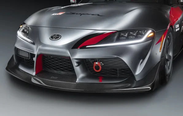 Картинка серый, фон, купе, перед, Toyota, 2020, GR Supra Track Concept