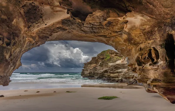 Картинка море, скалы, берег, пещера
