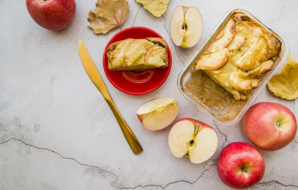 Картинка яблоки, еда, пирог, десерт, яблочный