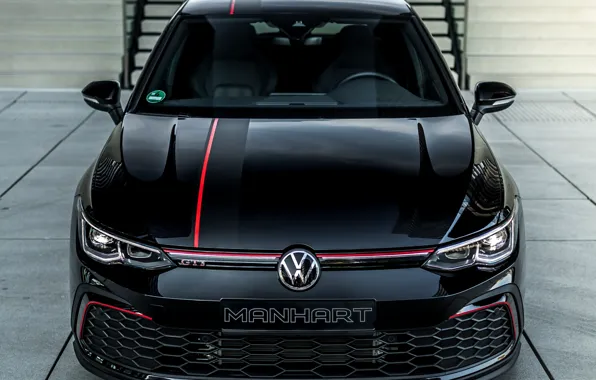 Картинка Volkswagen, Front, Black, Golf, Volkswagen Golf, Face, Golf GTI, Manhart, 2021, Golf 8