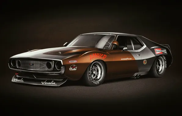 Картинка 1971, Car, Art, Retro, Transport & Vehicles, AMC Javelin, WNVLD, Andreas Wennevold, by Andreas Wennevold, …