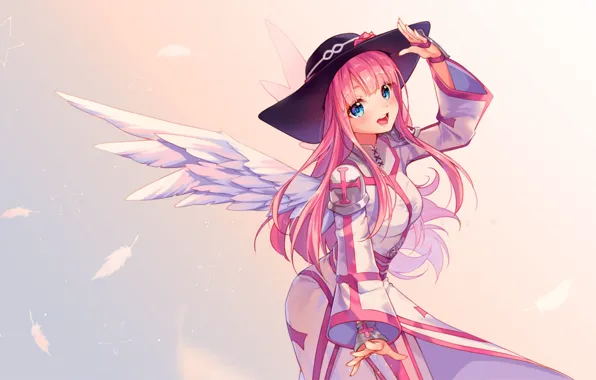 Картинка девушка, ангел, розовые волосы