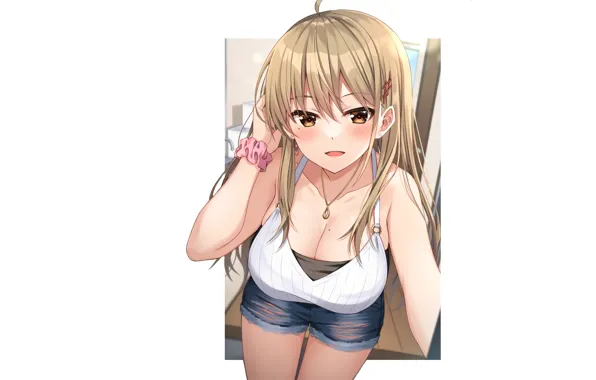 Картинка kawaii, girl, boobs, anime, pretty, blonde, breasts, babe, cute, oppai, clevage, down blouse