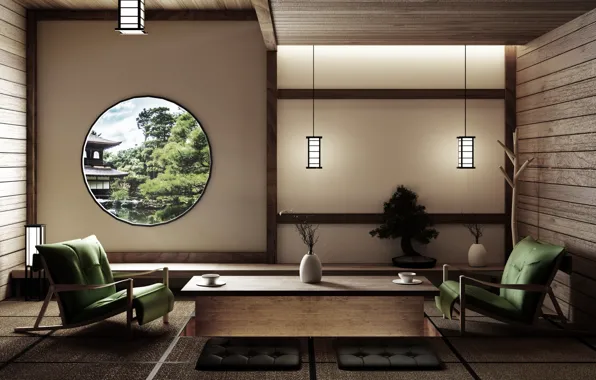 Картинка комната, интерьер, гостиная, восточный стиль, Asian Zen interior design, Orient style, дизайн Дзен