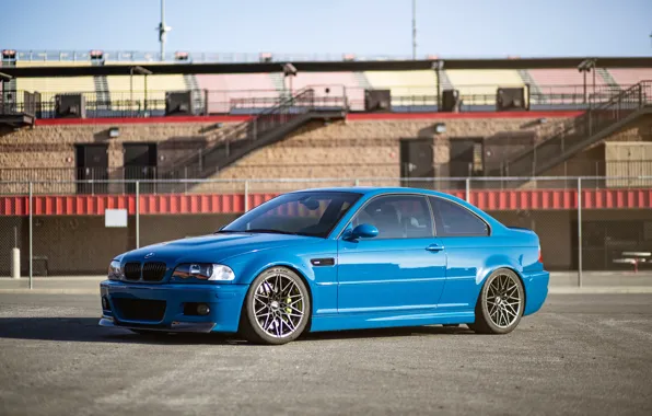 Картинка BMW, Blue, E46, Fencing, M3