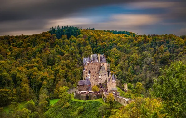 Картинка лес, деревья, замок, Германия, Эльц, Burg Eltz