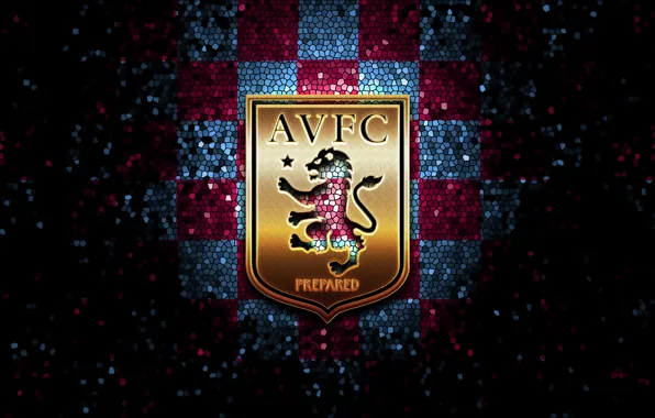 Картинка wallpaper, sport, logo, football, glitter, checkered, Aston Villa