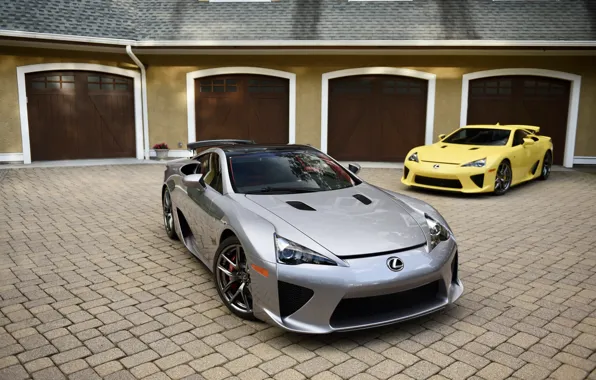Картинка Lexus, Coupe, Yellow, Silver, Garage, LF-A, Duet, V10 Power