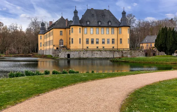 Картинка фото, Город, Германия, Пруд, Замок, Castle Dyck Jüchen