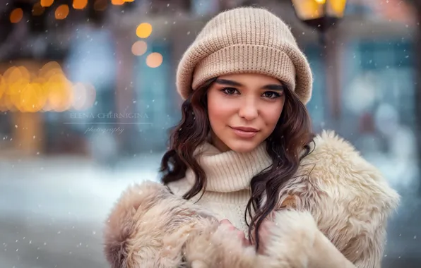 Картинка зима, девушка, портрет, Елена Чернигина