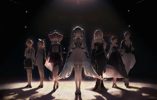 Картинка сцена, Vocaloid, Вокалоид, персонажи