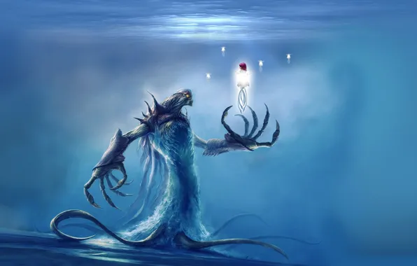 Картинка fantasy, Monster, underwater, artwork, fantasy art, creature, water spirit