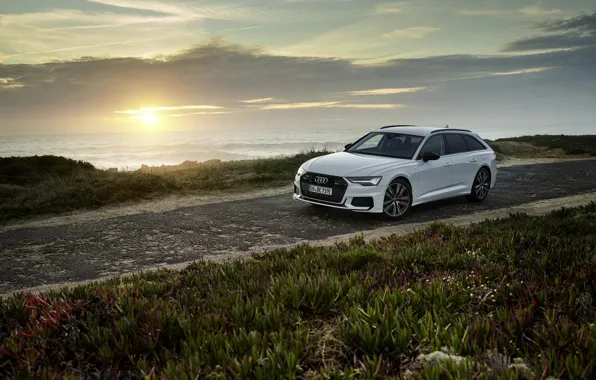 Картинка белый, Audi, гибрид, универсал, Audi A6, PHEV, 2020, A6, A6 Avant, 55 TFSI e quattro