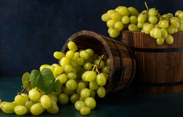 Картинка еда, виноград, ведерко, виноградная гроздь