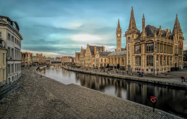 Картинка канал, Бельгия, архитектура, Гент