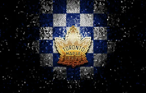 Картинка wallpaper, sport, logo, NHL, hockey, glitter, checkered, Toronto Maple Leafs