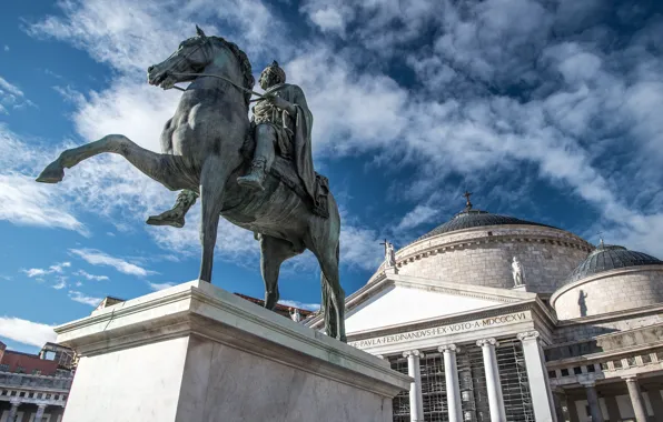 Картинка Италия, Неаполь, Пьяцца-дель-Плебишито, статуя Фердинанда Первого