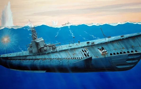 Картинка США, подводная лодка, USS Gato, Дизель-электрическая, Gato-Class Submarine