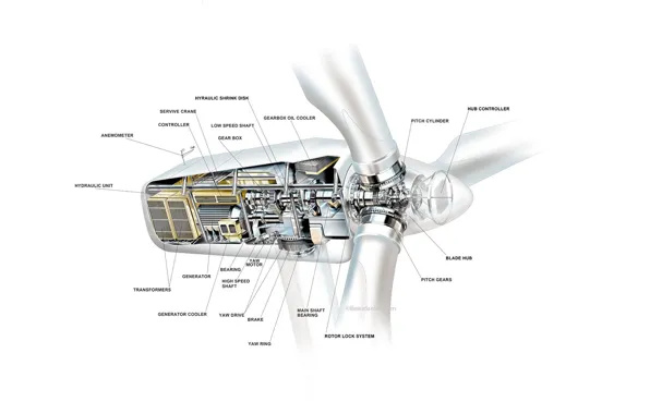 Картинка cutaway, wind turbine, wind energy