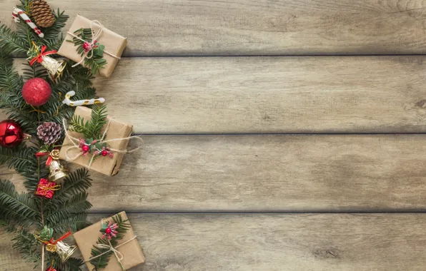Картинка украшения, Новый Год, Рождество, подарки, Christmas, wood, New Year, gift, decoration, Merry, fir tree, ветки …