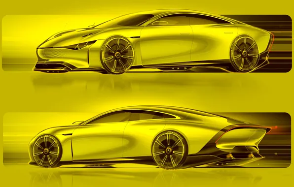 Картинка купе, Mercedes-Benz, рисунки, эскизы, 2022, Vision EQXX Concept, скетчи