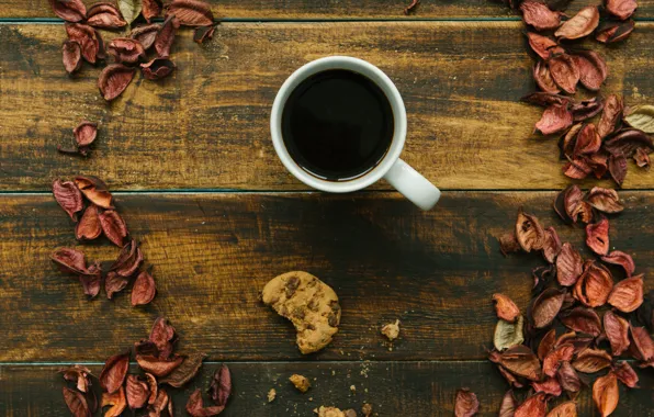 Картинка осень, листья, фон, дерево, кофе, colorful, чашка, wood, background, autumn, leaves, cup, coffee