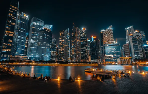 Картинка ночь, город, Сингапур