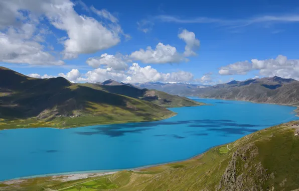 Картинка Tibet, Turquoise, Yamdrok Lake