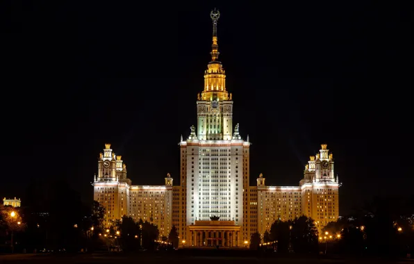 Картинка ночь, Москва, Universitätshochhaus in Moskau